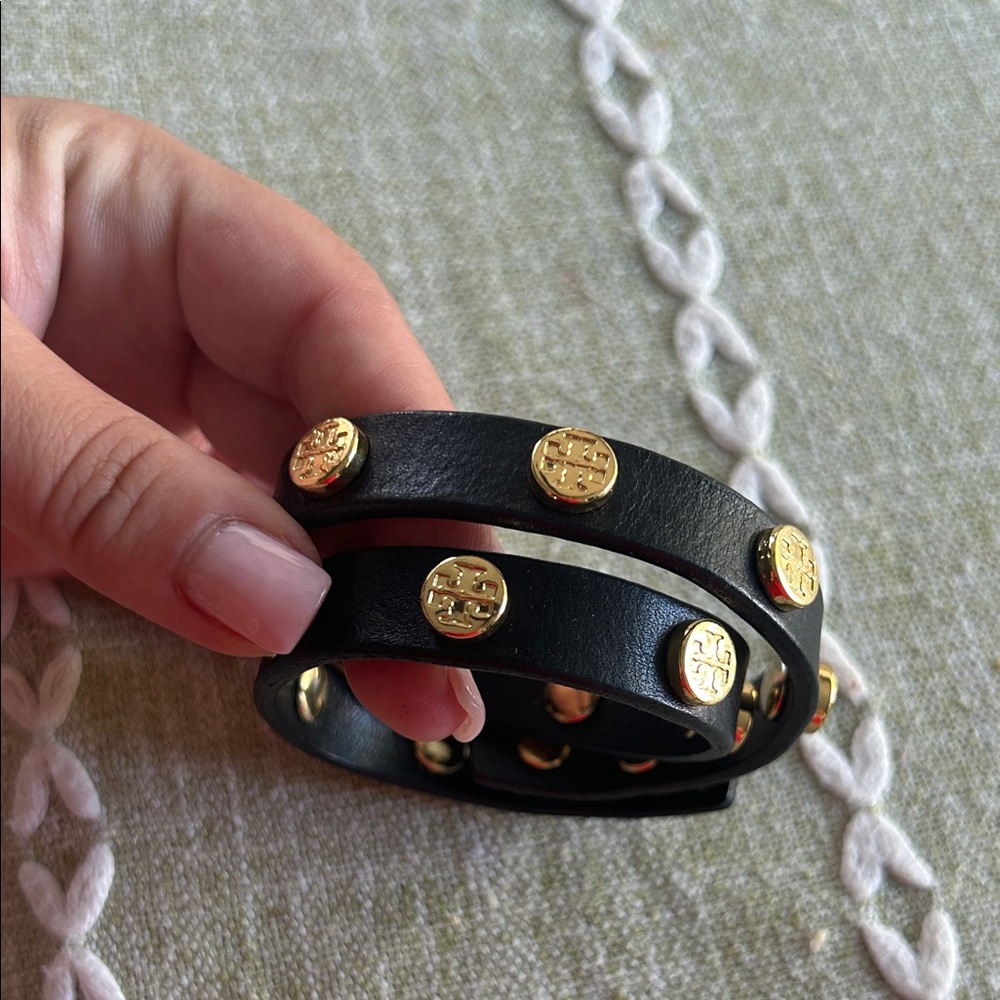 Tory Burch Black Bracelet with Gold Accents